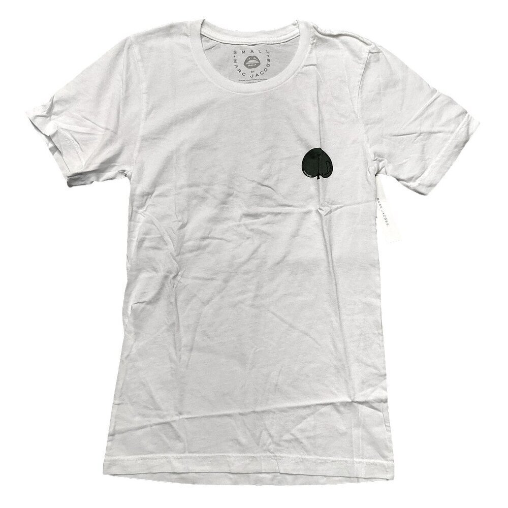 Marc by Marc Jacobs White Cotton Graphic Printed Tee Shirt Sz Small
